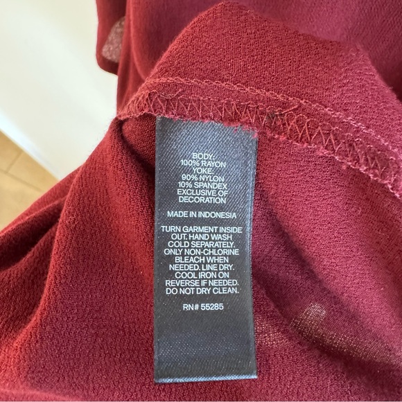 Express Lace Burgundy Ruffle Blouse - Picture 6 of 6